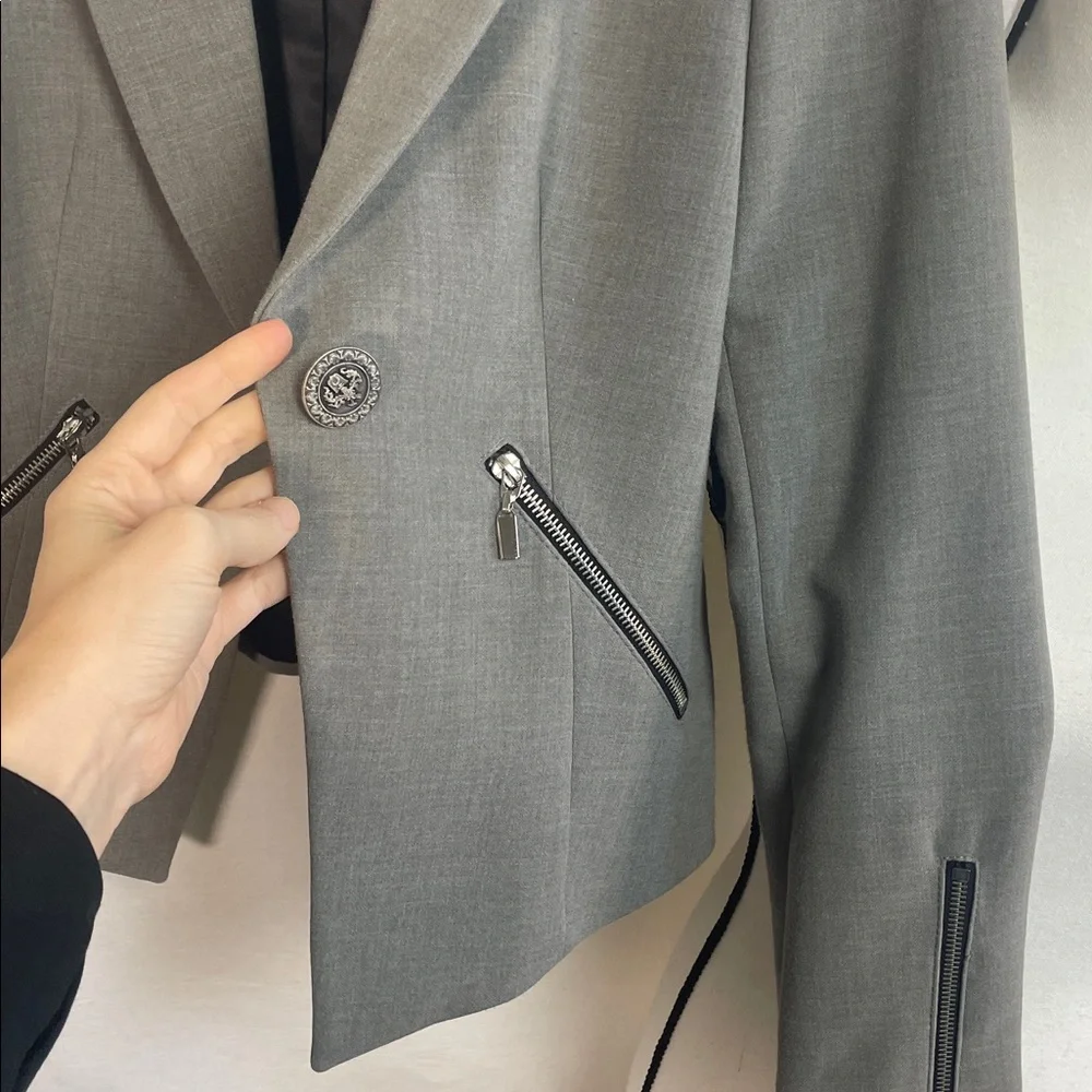 NWT Charcoal Women's Blazer with Zipper Accents